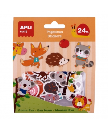 Sticker Foam Eva Animals 24/Pack - Apli
