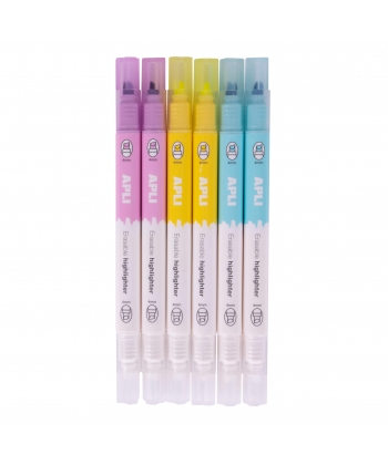 Highlighter Erasable Double Tip 6/Pack - Apli