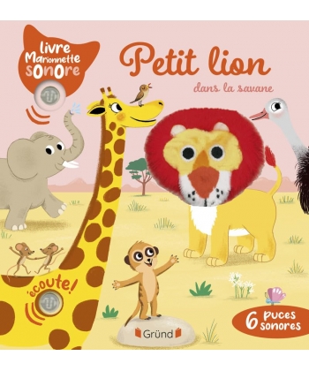 Livre Marionnette Sonore - Petit Lion Dans La Savane