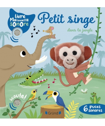 Livre Marionnette Sonore - Petit Singe Dans La Jungle
