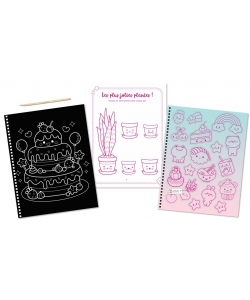 Carnet A Gratter - Kawaii Avec 1 Carnet A Gratter, 25 Stickers Holographiques Pailletes