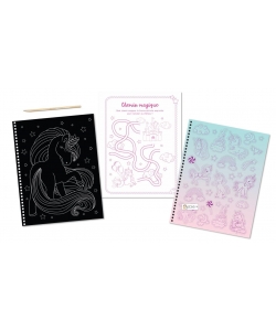Carnet A Gratter - Licornes Avec 1 Carnet A Gratter, 25 Stickers Holographiques Pailletes, Des Act
