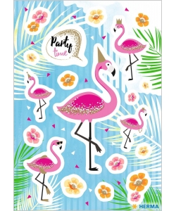 Flamingo Party Time Glittery - Sticker Herma