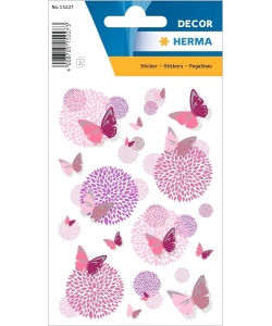 Sticker Decor Butterfly Flower Silver Embossed