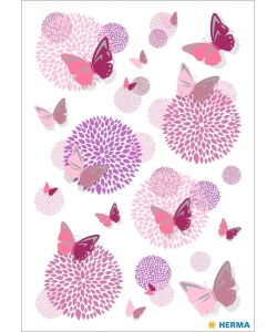 Sticker Decor Butterfly Flower Silver Embossed