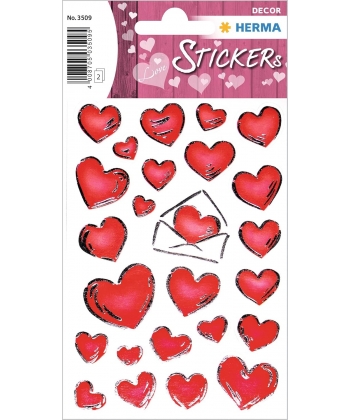 Sticker Decor Hearts Silver Embossed