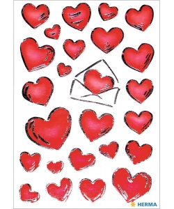 Sticker Decor Hearts Silver Embossed