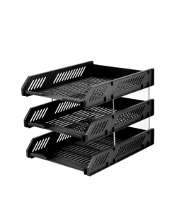 Letter Tray Comix A4 Plastic 3-Tier Document Black B2060