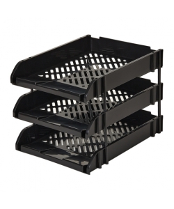 Letter Tray Comix A4 Plastic 3-Tier Document Black B2068