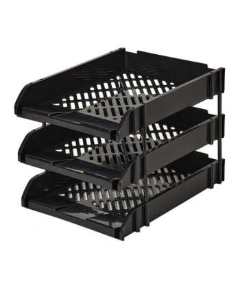 Letter Tray Comix A4 Plastic 3-Tier Document Black B2068