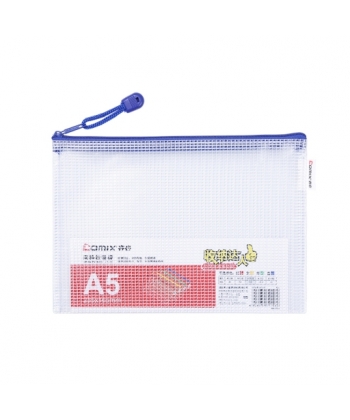 File Envelope Comix Pvc A5 W/Zipper Mesh Assorted A1156
