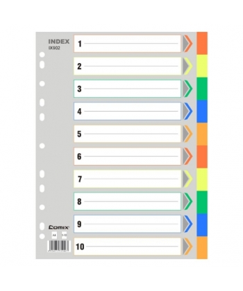 Divider Comix A4 Pp 1-10 10Tabs Assorted Ix902