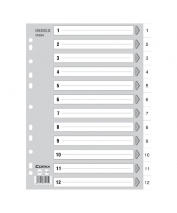 Divider Comix A4 Pp 1-12 12Tabs Grey Ix894