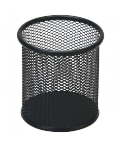 Pen Holder Comix Round Metal Small Holes 90X100Mm Black B2259