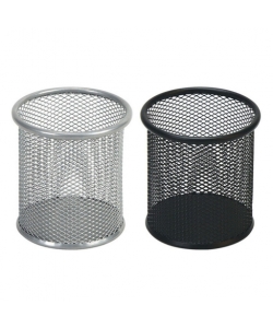 Pen Holder Comix Round Metal Small Holes 90X100Mm Black B2259