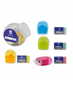 Sharpener And Eraser Bismark Mini Can Pastel 328144