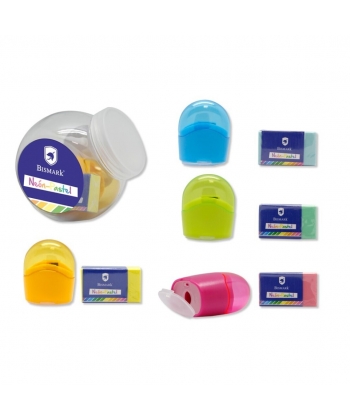 Sharpener And Eraser Bismark Mini Can Pastel 328144