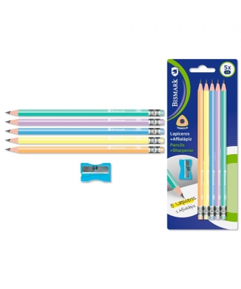 Pencil Bismark Hb 5/Pack With Sharpener Neon 332552