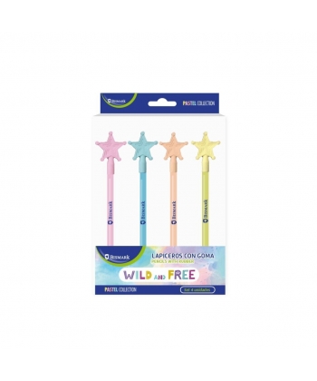 Pencil Bismark 4/Pack With Eraser Star 332122