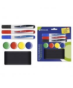 Marker Dry-Erase Bismark Set 3/Pack With 4 Magnets And Eraser 329311