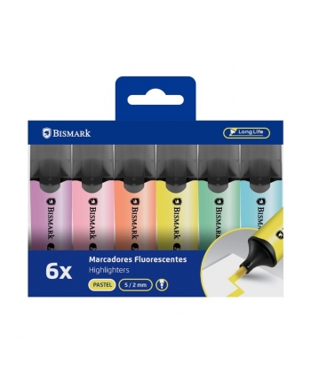Highlighter Bismark 6/Pack Long-Life Pastel 332209