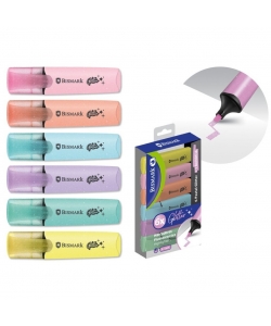 Highlighter Bismark 6/Pack Glitter Pastel Blister 333333