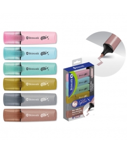 Highlighter Bismark 6/Pack Glitter Pastel And Metallic Blister 333335