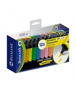 Highlighter Bismark 12/Pack Long-Life Neon And Pastel 332210