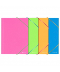 Folder W/3 Flaps And Elastic Bismark Pp A4 Neon Assorted 332676