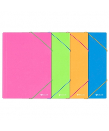 Folder W/3 Flaps And Elastic Bismark Pp A4 Neon Assorted 332676