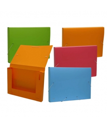 Folder W/3 Flaps And Elastic Bismark Pp A4 50Mm Luxe Assorted
