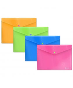 File Envelope Bismark Pp A4 W/Bottom 180Mic Neon Assorted 332670