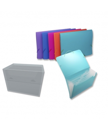 Expanding File Bismark Pp A4 7 Pockets W/Elastic Neon