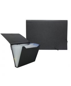 Expanding File Bismark Pp A4 12 Pockets W/Elastic Solid Black