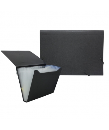 Expanding File Bismark Pp A4 12 Pockets W/Elastic Solid Black