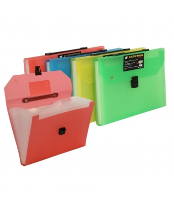 Expanding File Bismark Pp 12 Pockets W/Closure Neon Transparent 541880