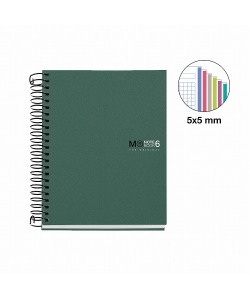 Notebook Mr Quad A6 Ruled 6Sub 150Sh Pp Spiral Kaki 4286