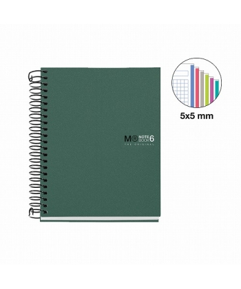 Notebook Mr Quad A6 Ruled 6Sub 150Sh Pp Spiral Kaki 4286