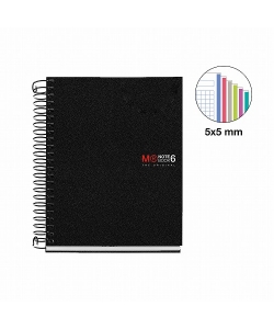 Notebook Mr Quad A6 Ruled 6Sub 150Sh Pp Spiral Black 4282