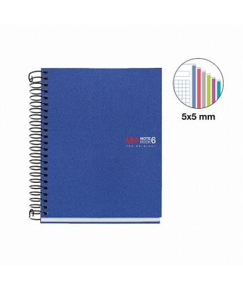 Notebook Mr Quad A6 Ruled 6Sub 150Sh Pp Spiral Blue 4284
