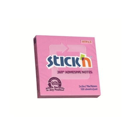 Adhesive Square Notes Stick N 76X76Mm Pink 21554