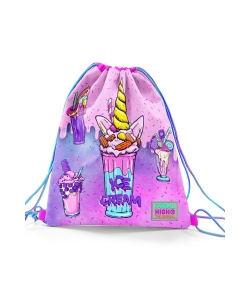 Drawstring Bag Ice Cream Unicorn Coral High