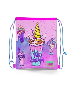 Drawstring Bag Ice Cream Unicorn Coral High