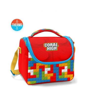 Lunch Bag Coral High Kids Blocks Color Thermo Red 11791