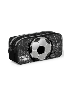 Pencil Case Coral High Kids Football Black 2 Comp. 12086