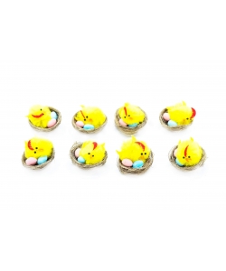 Easter Chenille Chiks In Nid 8Pcs/Pack 4259