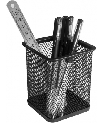 Pen Holder Comix Square Metal Small Holes Black B2003