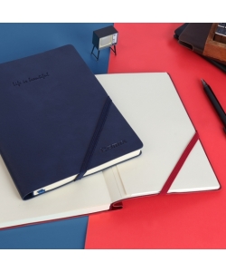 Notebook Comix A5 Ruled 98Sh Leather Supreme Blue Ecc5851