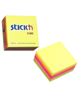 Stick Notes Stick N 76X 76Mm 400Sh/Cube Neon Mixed 21012