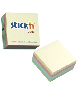 Stick Notes Stick N 76X 76Mm 400Sh/Cube Pastel Mixed 21013